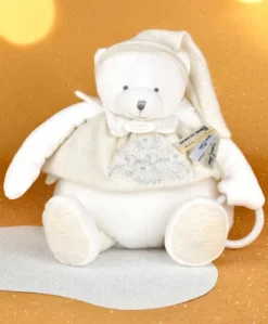 Peluche eveil Bébé Ours Blanc - 30 cm - Collection Anniversaire