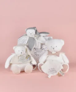 Peluche eveil Bébé Ours Blanc - 30 cm - Collection Anniversaire