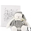 Peluche eveil Bébé Ours Gris - 30 cm - Collection Anniversaire