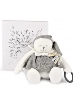 Peluche eveil Bébé Ours Gris - 30 cm - Collection Anniversaire