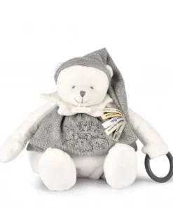 Peluche eveil Bébé Ours Gris - 30 cm - Collection Anniversaire