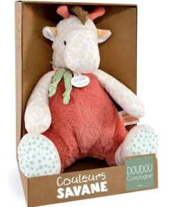 Peluche girafe beige et orange - 30 cm