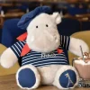 Peluche Hippopotame avec Béret et Marinière - 26 cm