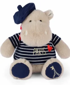 Peluche Hippopotame avec Béret et Marinière - 26 cm