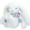 Peluche lapin blanc 25 cm - Lapin Fleurette