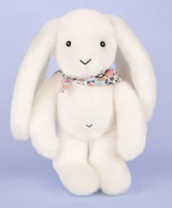 Peluche lapin blanc 25 cm - Lapin Fleurette