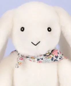 Peluche lapin blanc 25 cm - Lapin Fleurette