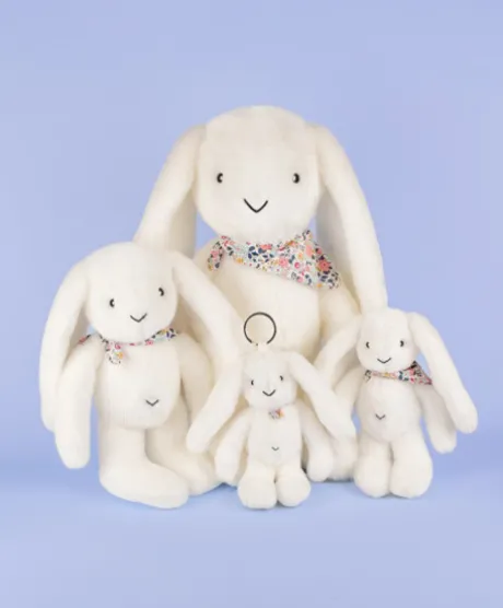 Peluche lapin Blanc 35 cm - Lapin Fleurette