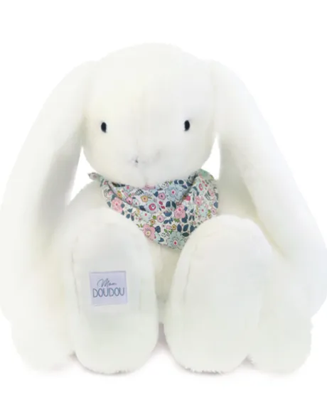 Peluche lapin Blanc XXL - Lapin Fleurette 50 cm