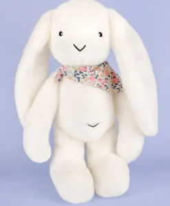 Peluche lapin Blanc XXL - Lapin Fleurette 50 cm