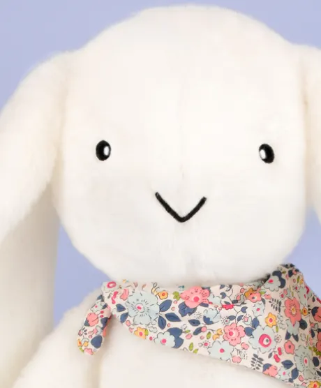 Peluche lapin Blanc XXL - Lapin Fleurette 50 cm