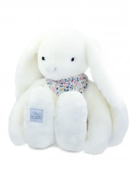 Peluche lapin Blanc XXL - Lapin Fleurette 50 cm