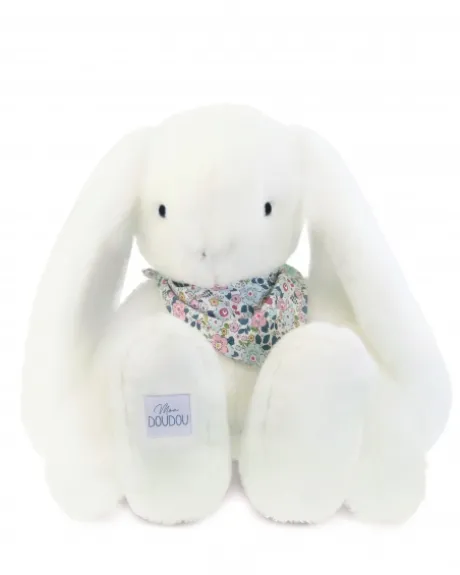Peluche lapin Blanc XXL - Lapin Fleurette 50 cm