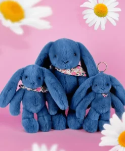 Peluche lapin bleu 25 cm - Lapin Fleurette