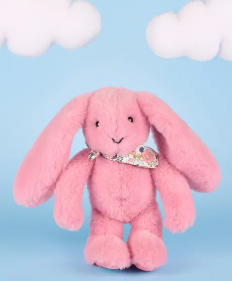 Peluche lapin rose 25 cm - Lapin Fleurette