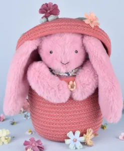 Peluche lapin rose 25 cm - Lapin Fleurette