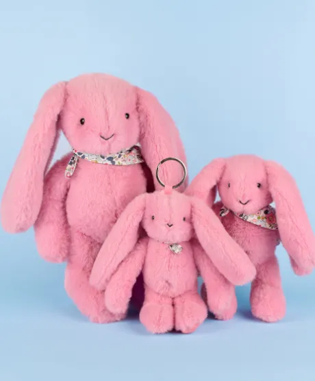 Peluche lapin rose 25 cm - Lapin Fleurette