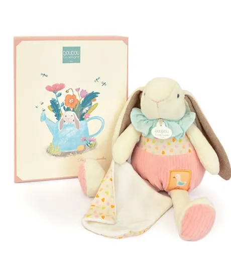 Peluche lapin rose avec doudou - LAPIN CIBOULETTE - 28 cm