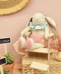 Peluche lapin rose avec doudou - LAPIN CIBOULETTE - 28 cm
