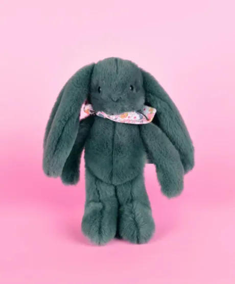 Peluche lapin vert 25 cm - Lapin Fleurette