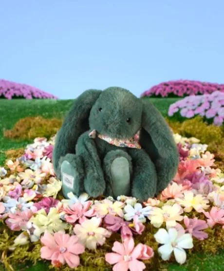 Peluche lapin vert 25 cm - Lapin Fleurette