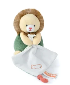 Peluche Lion beige avec doudou mouchoir - 15 cm