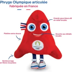 Peluche Mascotte Officielle Jeux Olympiques Paris 2024 - Fabriquée en France - 30 cm