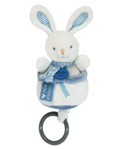 Peluche musicale lapin bleu - 20 cm