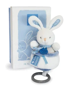 Peluche musicale lapin bleu - 20 cm