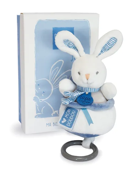 Peluche musicale lapin bleu - 20 cm