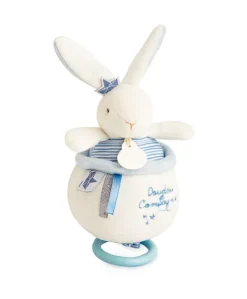 Peluche musicale lapin matelot bleu - 14 cm