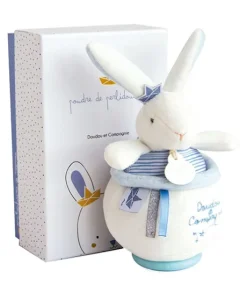 Peluche musicale lapin matelot bleu - 14 cm