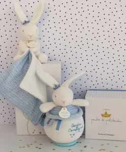 Peluche musicale lapin matelot bleu - 14 cm