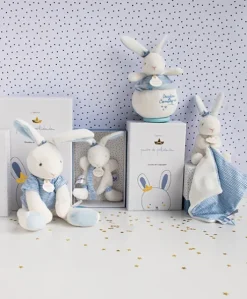 Peluche musicale lapin matelot bleu - 14 cm