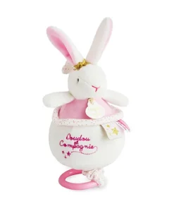Peluche musicale lapin étoile rose - 14 cm
