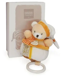Peluche musicale ours beige et miel - 20 cm