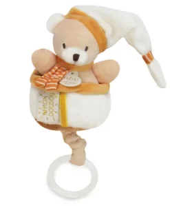 Peluche musicale ours beige et miel - 20 cm