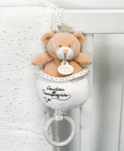 Peluche musicale ours Petit Roi  marron - 14 cm
