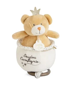 Peluche musicale ours Petit Roi  marron - 14 cm