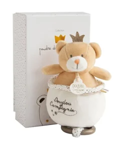Peluche musicale ours Petit Roi  marron - 14 cm