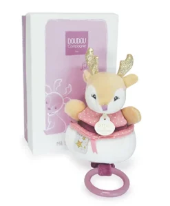 Peluche musicale renne beige - 20 cm