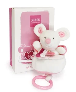 Peluche musicale Souris rose - 20 cm
