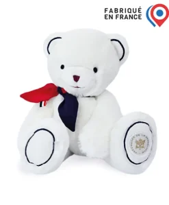Peluche ours blanc fabriqué en France - L'Ours Élysée - 30 cm