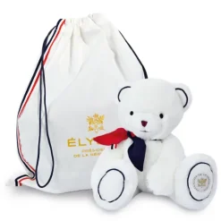 Peluche ours blanc fabriqué en France - L'Ours Élysée - 30 cm
