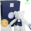 Peluche ours luminescent avec mouchoir  - 28 cm - Clair de Lune