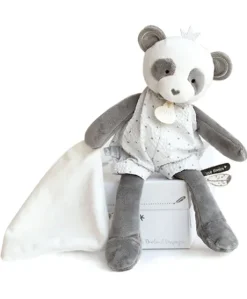 Peluche Panda gris avec doudou- Attrape-rêves - 28 cm