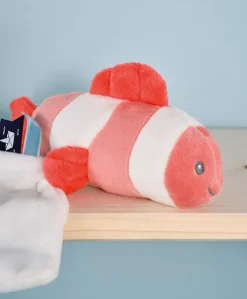 Peluche poisson clown mignon avec doudou - corail - 16 cm