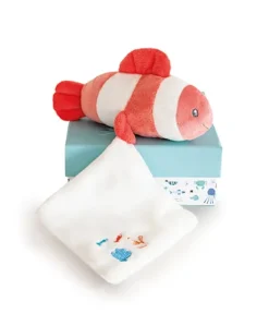 Peluche poisson clown mignon avec doudou - corail - 16 cm