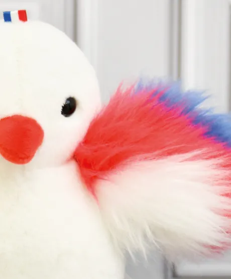 Peluche poussin blanc - 15 cm - Fabriqué en France