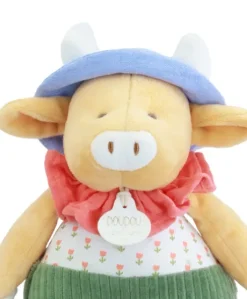 Peluche vache verte Aneth avec doudou - 28 cm